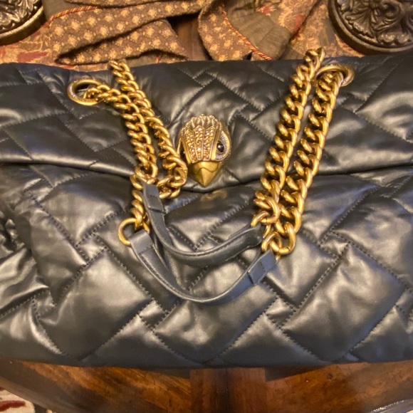 Kurt Geiger Black and Gold Quilted Shoulder Bag - Picture 1 of 10